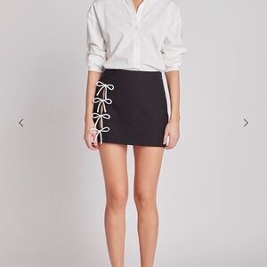 Endless Rose Black Mini Skirt with White Bow Details